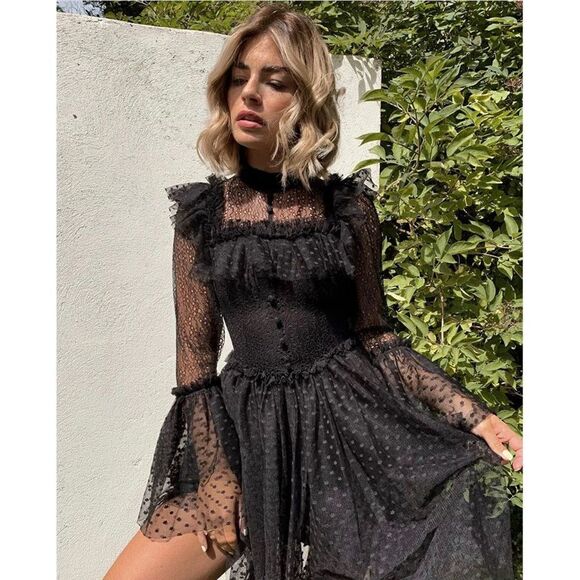 Sandra Mansour x H&M Tulle Lace Black DRESS - Picture 4 of 4